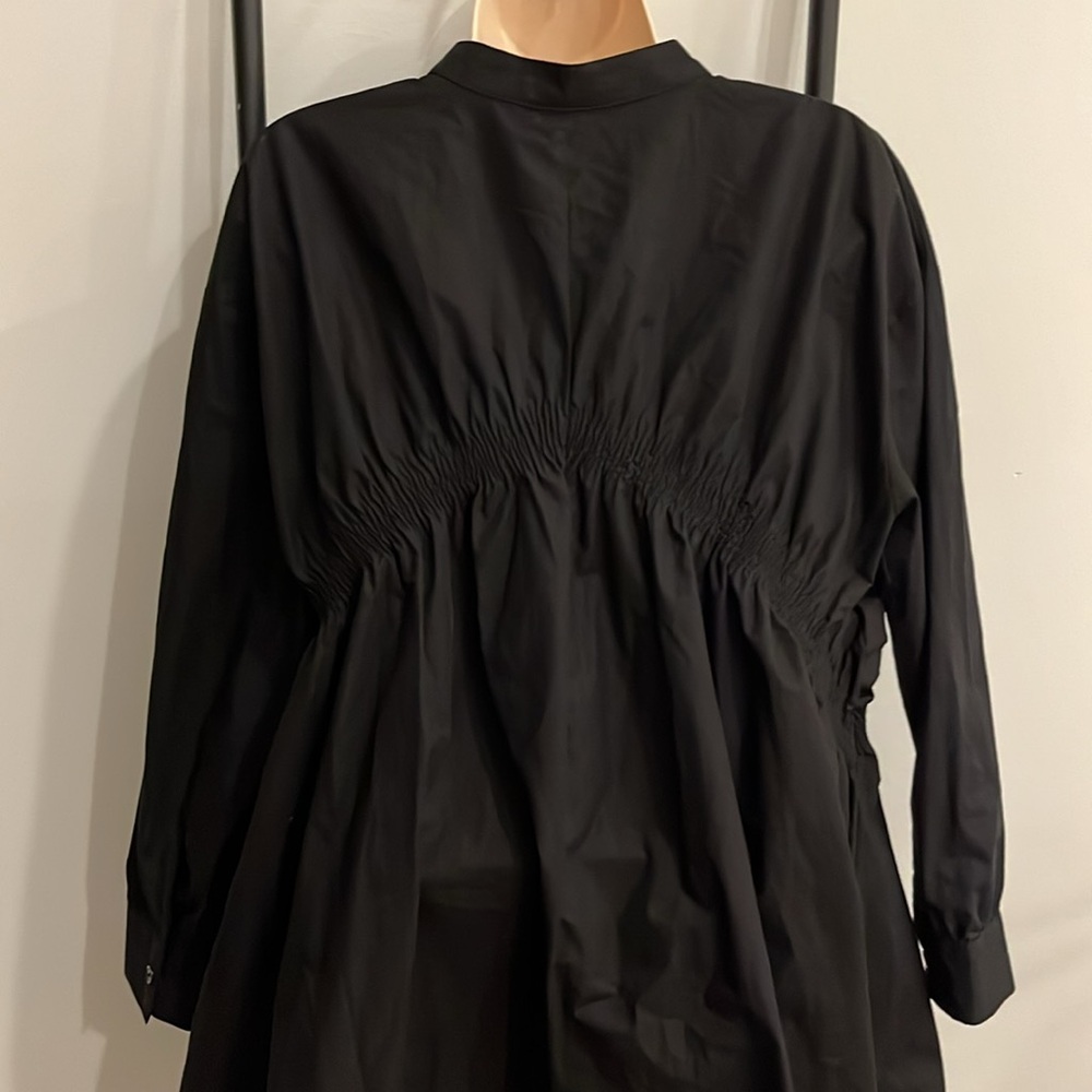 Zara The Etta Black Poplin Baby Doll Button Up Mini Dress Women Size S - Picture 5 of 8
